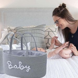 Custom Pattern Modern Cotton Rope Folding Diaper Basket Dry Wet Separation Storage with Removable Lining for Laundry Use - Product Image 4