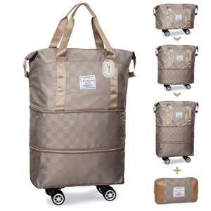 Grand <span class=keywords><strong>sac</strong></span> <span class=keywords><strong>de</strong></span> sport pliable et imperméable pour femmes personnalisé <span class=keywords><strong>sac</strong></span> <span class=keywords><strong>de</strong></span> voyage extensible pour le fitness le week-end à roulettes bagage à roulettes - Product Image 1