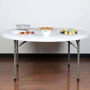 Mesa de Comedor Redonda de Plástico Blanca Moderna y Duradera de una Pieza de <span class=keywords><strong>60</strong></span>/72 Pulgadas, No se Dobla por la Mitad, para Eventos al Aire Libre y Bodas - Product Image 3