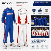 Ensemble de survêtement de basketball personnalisé à séchage rapide, veste zippée et pantalon, sublimation, pour équipes, vente en gros, tissu