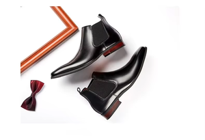 Chaussures de marche décontractées de fête, chaussures épaisses pour affaires, chaussures masculines, bottes Chelsea, bottes en cuir de qualité pour hommes - Product Image 6