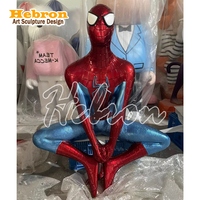 Statue en résine de Spiderman grandeur nature, sculpture de personnage de super-héros, figurine d'action de film, statue en fibre de verre de Spider-Man