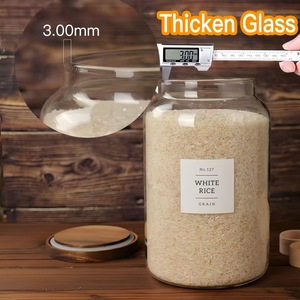 Grand bocal hermétique en verre avec couvercle en bois, récipient de stockage alimentaire en verre, organisateur de garde-manger, distributeur de céréales, boîte à café - Product Image 4