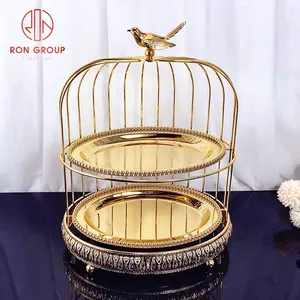 Elegance parti doğum günü tatlı masa tepsi kuş kafesi gıda ekran standı gümüş ve altın kafesi kek standı ikindi çayı için - Product Image 5