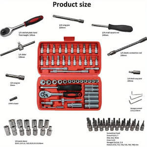 53 miếng công cụ sửa chữa ô tô, Bộ cờ lê Ratchet, nhà ở bằng thép nhựa đa chức năng cầm tay - Product Image 6