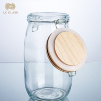 Bocaux de conservation en verre avec couvercle, pour conserver la nourriture, transparents, pots à bonbons, avec couvercle en bois, ustensiles de cuisine, meilleure vente