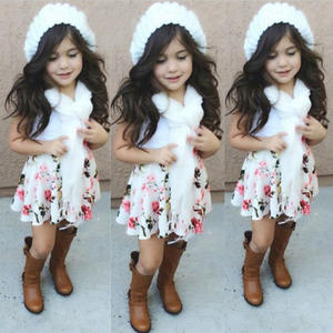 Ensembles de vêtements pour enfants, jupe florale et haut court pour filles, fabriqués en Chine - Product Image 2