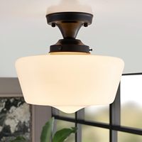 Plafonnier encastré LED vintage pour chambre à coucher salon verre opale abat-jour Base en fer interrupteur contrôle éclairage intérieur