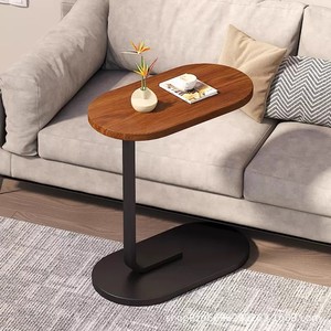 Tavolino da Caffè Girevole in Legno Massello, Design Moderno Color Noce, Piccolo Tavolino Regolabile per Divano e Comodino - Product Image 5