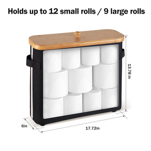 Cesta de almacenamiento de papel higiénico con tapa, soporte de almacenamiento de papel higiénico de bambú, organizador de soporte para baño, caja de almacenamiento de papel higiénico - Product Image 3