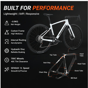 Vélo <span class=keywords><strong>de</strong></span> gravier en carbone aérodynamique 12 vitesses XC, vélo <span class=keywords><strong>de</strong></span> gravier avec câblage interne complet, frein à disque hydraulique 700x40C, vélo <span class=keywords><strong>de</strong></span> gravier d'usine - Product Image 4