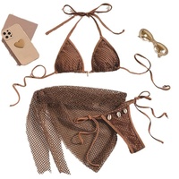 2025 Style européen américain trois pièces maillot de bain femmes Sexy Bikini robe de plage avec Logo sur la taille maillots de bain de Style chaud