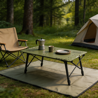Table de camping tactique portable de haute qualité avec crochet lumineux multifonction, design métallique moderne pour une utilisation en extérieur