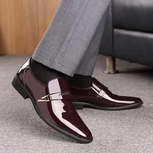 Zapatos Formales de Charol para Hombre con Detalles Metálicos, Zapatos de Vestir Sin Cordones para Negocios, Bodas, Calzado Formal Clásico Negro - Product Image 6