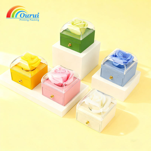 Colorful Soap Rose <b>Jewelry</b> Box Preserved Flower Gift <b>Packaging</b> Case for Valentine's Day and Mother's Day - Product Image 3