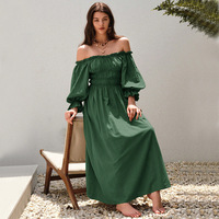 250 Robe Longue Manches Bouffantes Épaules Dénudées, Décontractée, Vêtement Femme de Seconde Main, Premier Choix, à Volants