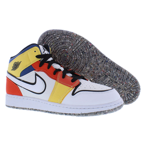 Nike Air Jordan 1 MID SE GS รองเท้าเด็กชายสีขาว/ดำ/picante สีแดงฤดูร้อนฤดูหนาวและฤดูใบไม้ผลิ-100% ของแท้ - Product Image 5
