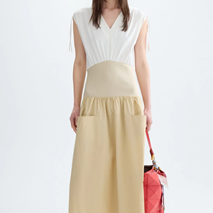 Abito da <span class=keywords><strong>donna</strong></span> con pannello Color Block originale PG di ispirazione reale spagnola a vita Ultra larga-estate, minimalista e di lusso - Product Image 1