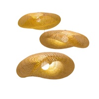 Durlitecn Abat-jour Décoration Maison Rotin Suspension D40cm E27 Rotin Art Lustre LED Bambou Suspension