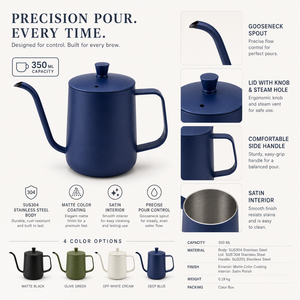 Bouilloire à café et thé à col de cygne, pour infusion par le dessus, en acier inoxydable 304, design classique, capacité 300 ml, usage en cuisine, logo personnalisé OEM - Product Image 6