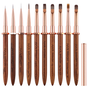 Pinceau à ongles ombré à manche en bois, grand pinceau oblique carré à tête plate en nylon pour gel UV et liner de manucure - Product Image 1