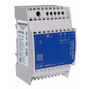 Adelsystem DFX6012A 12Vdc 4.5A 50/60Hz Industrial Power Supply Single Output 100-240VAC Input Natural Convection <b>Cooling</b> - Product Image 1