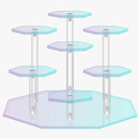 Support de présentation de cosmétiques en acrylique hexagonal circulaire moderne avec couches personnalisées et résistant à l'eau