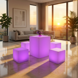 Cube lumineux LED à télécommande, effet de changement de sept couleurs, extérieur, Noël, Halloween, indice de protection IP54, batterie au lithium, banc - Product Image 4
