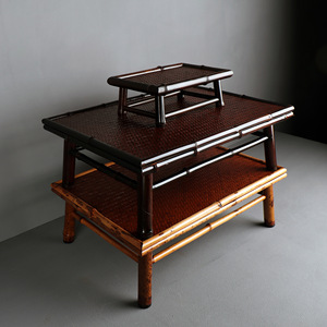 <b>Bamboo</b> Dining <b>Table</b> Rectangle Handmade Asian Style Wood Top <b>Bamboo</b> Legs - Product Image 1