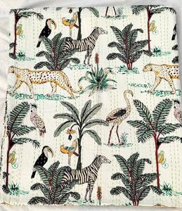 Ấm cúng thoải mái & nghệ thuật kết hợp handmade trắng cotton Rừng in kantha chăn Bohemian trang trí nhà số lượng lớn sản phẩm - Product Image 4