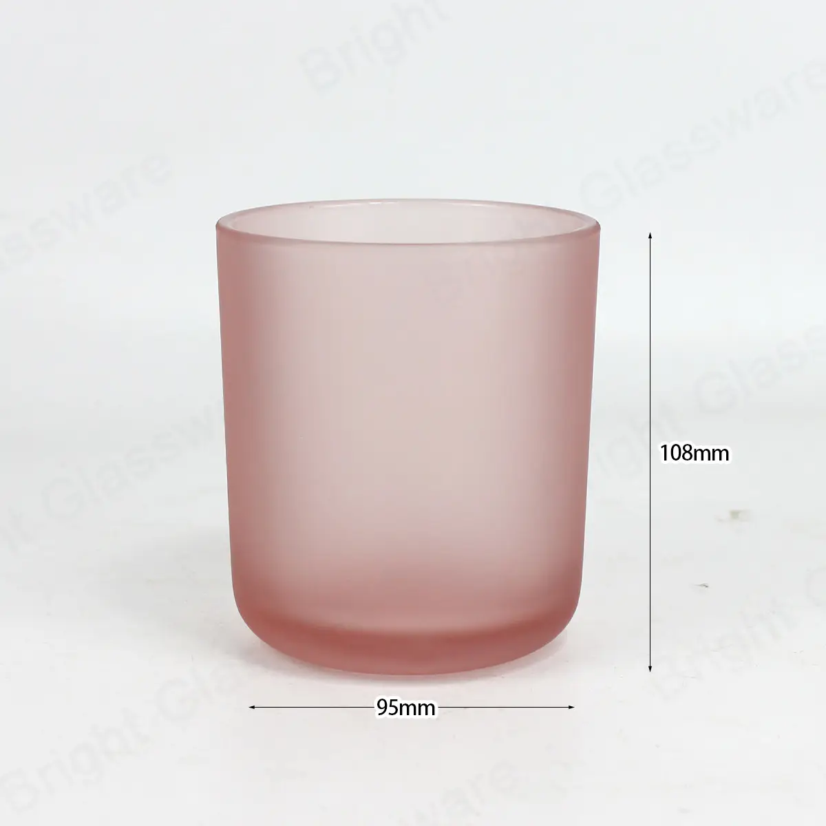 China Lieferant Frosted Pink Große Kerzen gefäße mit Holzdeckel BGC070M 12oz 14oz Kerzen glas mit rundem Boden für Soja wachs