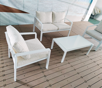 Prix bon marché de haute qualité 4 pcs terrasse meubles de jardin fronde siège en maille ensemble de canapé en aluminium