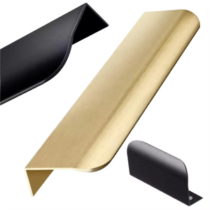 Cabinet Drawer <strong>Door</strong> Invisible Long Handle Kitchen <strong>Black</strong> <strong>Door</strong> Handle <strong>Black</strong> Gold Aluminum Alloy Edge Sealed Curved Handle - Product Image 3