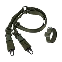 Sangle de fusil tactique traditionnelle à deux points, sangle de chasse avec ajusteur de longueur, crochet métallique et boucle à dégagement rapide, noir et beige
