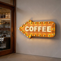 Letrero Luminoso Personalizado de Estilo Vintage para Decoración de Tiendas, Letrero Luminoso con Bombillas para Negocios
