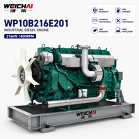 Moteur diesel industriel SCDC Weichai WP10B216E201 d'origine, 216 kW, 1800 tr/min, 6 cylindres en ligne, cylindrée 9,7 L, pompe à eau, refroidissement par air