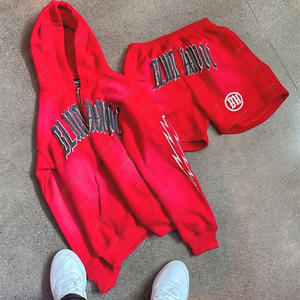 Conjuntos de Shorts de Dos Piezas para Hombre, Transpirables, Casuales, de Verano, de Peso Pesado, con Bordado Lavado al Ácido - Product Image 5