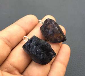 อัญมณีธรรมชาติสีฟ้า iolite จี้หยาบแบบไม่ผ่านการบำบัด92.5นำโชคเงินสเตอร์ลิง2ชิ้นเครื่องประดับผู้หญิงขายส่ง - Product Image 2