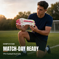 Semelles de chaussures de football en TPU moulées en gros, à crampons, multicolores, translucides, pour chaussures de football homme et femme