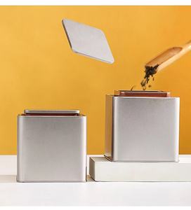 RTS 105*105*H109/150/209mm Boîtes à thé carrées en métal personnalisées, boîtes à café vides avec couvercle pour l'emballage alimentaire - Product Image 2
