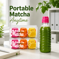 Bouchon de bouteille de matcha aromatisé, mélangeur de boisson portable sans sucre, 3 bouchons, vente en gros, marque privée OEM, mouture ultra-fine 1000 mailles, 7,5g
