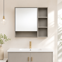 Meuble-lavabo mural pour projet hôtelier avec miroir rétroéclairé LED, étagère latérale ouverte et porte-serviettes – Fournisseur pour commandes en gros usine
