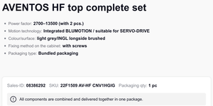 Juego de Puertas Plegables Superiores 1Blum AVENTOS HF con Cierre Suave, Torque: 2700-13500, Gris Claro, Compatible con SERVO-DRIVE - Product Image 6