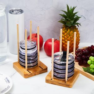 Organisateur de couvercles de gobelets en bambou réglable, support vertical détachable pour couvercles de gobelets Yeti / Stanley / Simple Modern - Product Image 5