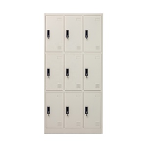 Casier en acier gris clair à 9 portes Armoire spéciale de stockage en métal à trois niveaux avec serrures pour salle de sport, bureau, école Usine - Product Image 2