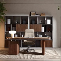Bureau de direction de luxe au design moderne en cuir pleine fleur avec tiroirs