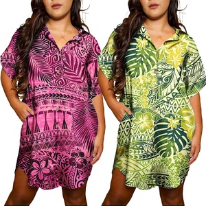 Vestidos de isla personalizados privados al por mayor, ropa de mujer de talla grande, Vestido camisero de manga corta para mujer - Product Image 1