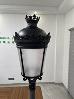 Lanterne LED étanche IP65 pour poteau, 30W-120W, style rétro, pour jardins royaux, finition noire en aluminium moulé sous pression