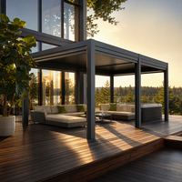 Pergola manuelle en aluminium imperméable pour extérieur, à lames orientables, idéale pour climat aride, cour et balcon