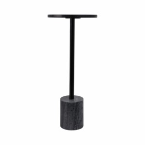 Elegante tavolino sottile con dettagli in metallo, piano e base in marmo, per camera da letto o soggiorno - Product Image 3